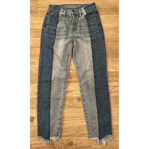 American Eagle Outfitters Two-Tone Ankle Jeans - Blue and Gray